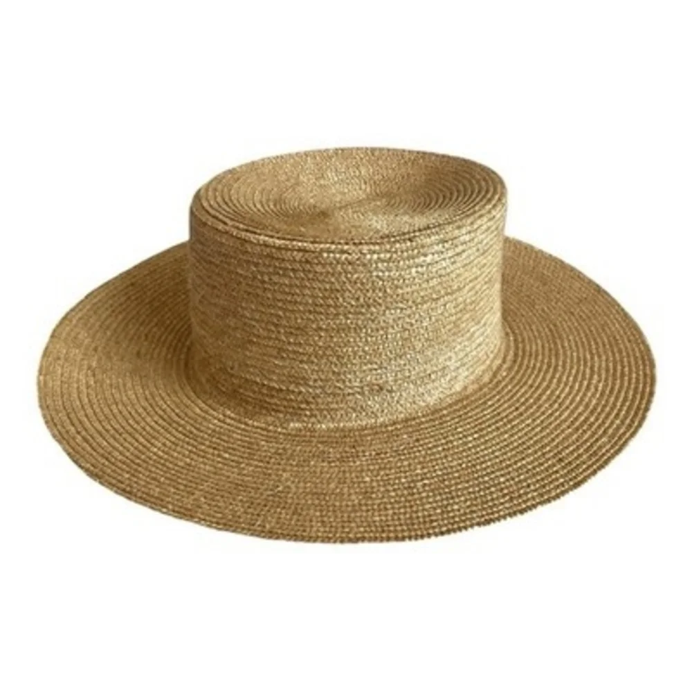 Lack of Color Natural 100% Straw Boater Hat Wide Brim Size Small 55cm Tan EXC